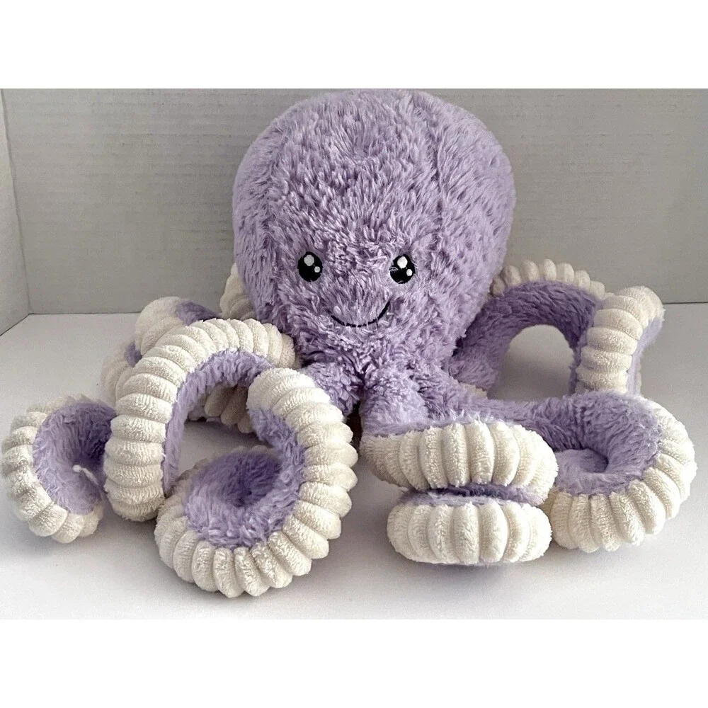 Octopus Plush Stuffed Animal Purple/Violet Ribbed Tentacles Sealife Beach Kawaii